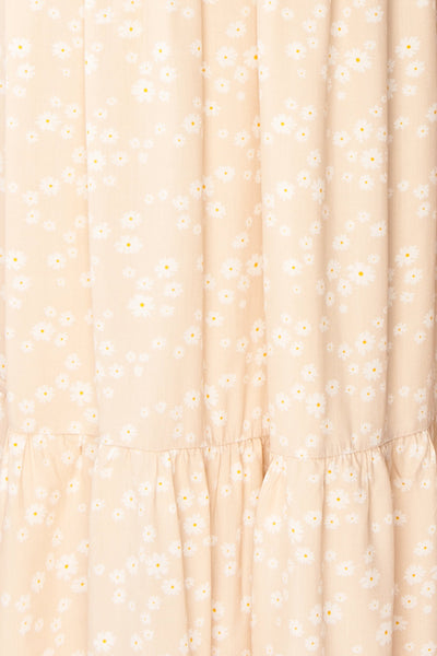 Cadice Beige Floral Short Sleeve Midi Dress | Boutique 1861 fabric