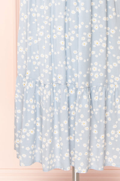 Cadice Blue Floral Short Sleeve Midi Dress | Boutique 1861 bottom