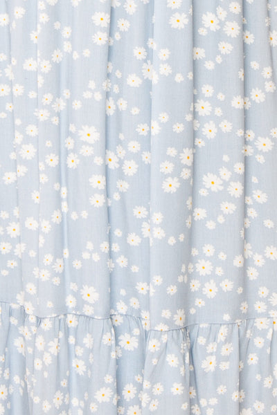 Cadice Blue Floral Short Sleeve Midi Dress | Boutique 1861 fabric