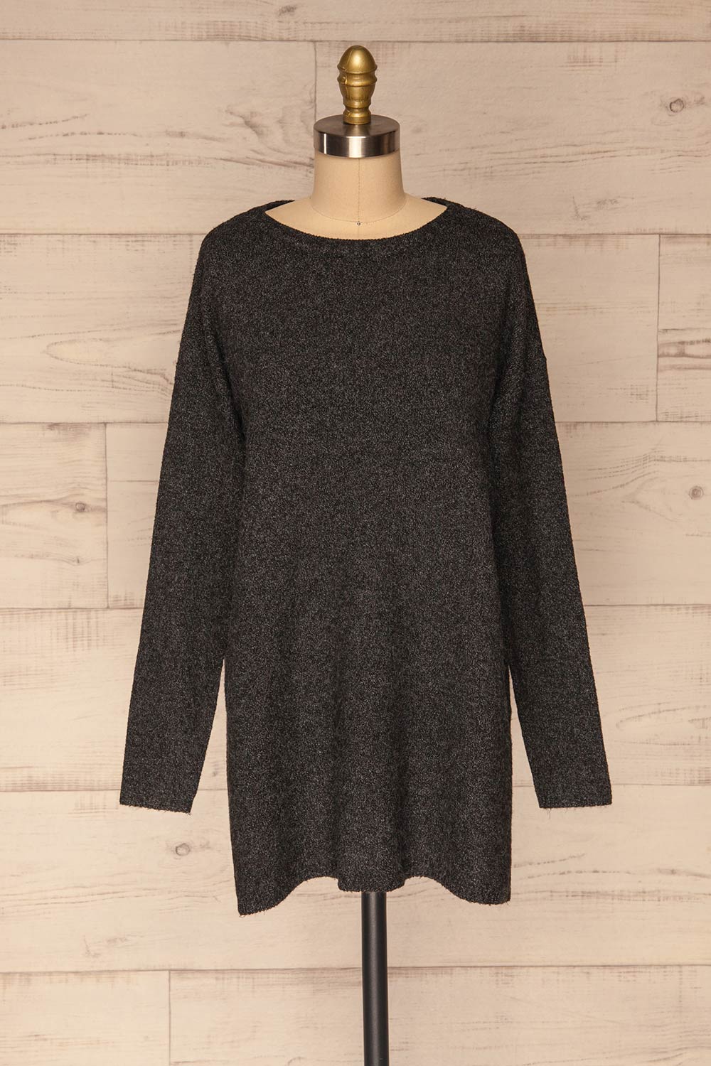 Cadix Black Long Sleeve Knitted Dress | La petite garçonne front view 