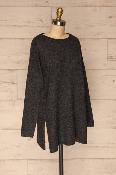 Cadix Black Long Sleeve Knitted Dress | La petite garçonne side view