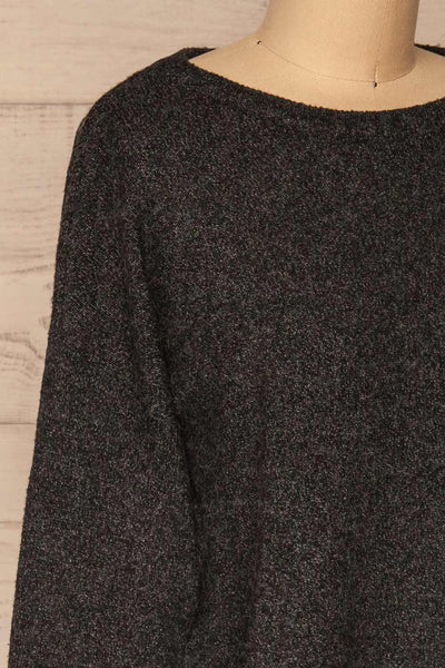 Cadix Black Long Sleeve Knitted Dress | La petite garçonne side close-up