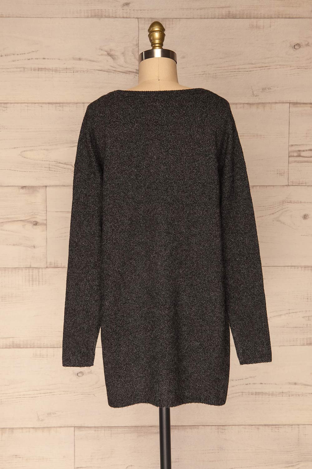 Cadix Black Long Sleeve Knitted Dress | La petite garçonne back view 