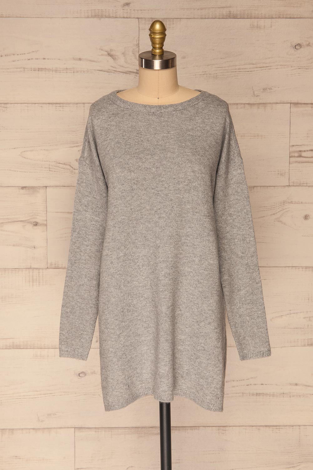 Cadix Grey Long Sleeve Knitted Dress | La petite garçonne front view 