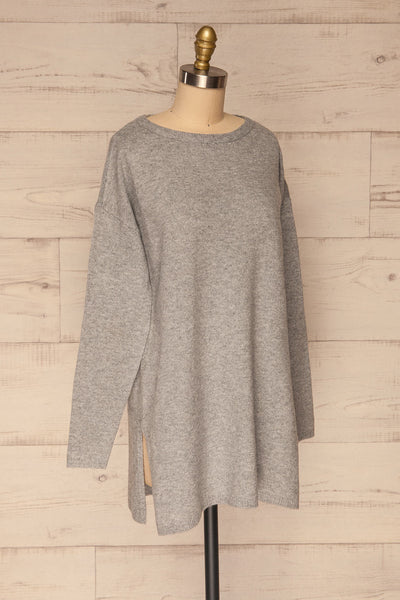 Cadix Grey Long Sleeve Knitted Dress | La petite garçonne side view