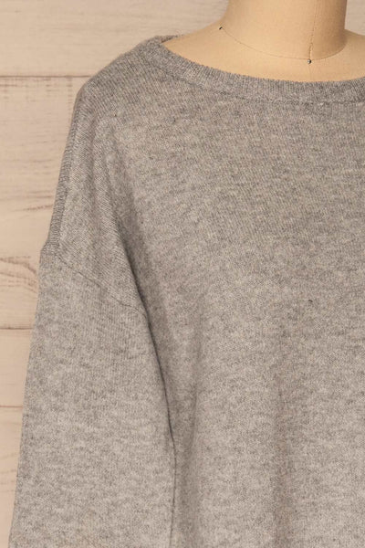 Cadix Grey Long Sleeve Knitted Dress | La petite garçonne side close-up