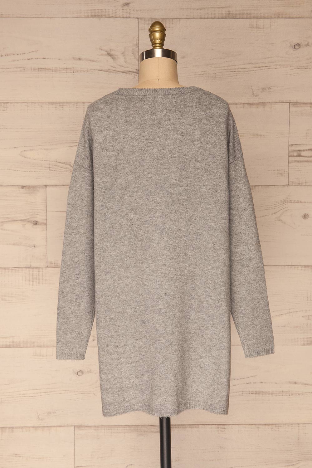 Cadix Grey Long Sleeve Knitted Dress | La petite garçonne back view 