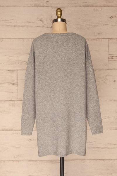 Cadix Grey Long Sleeve Knitted Dress | La petite garçonne back view