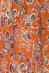 Cahan Cinnamon Orange Floral Silky Midi Dress texture close up | Boutique 1861