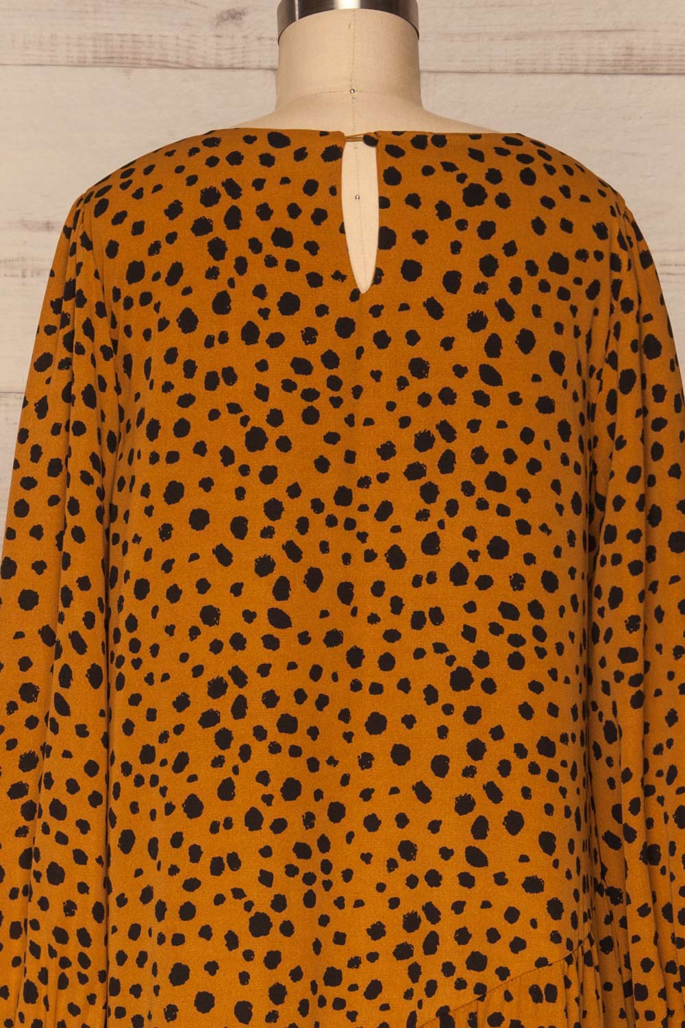 Cajoncito Ochre & Black Polkadot Tunic Dress | BACK CLOSE UP  | La Petite Garçonne