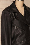 Calcali Nero Black Faux Leather Motorcycle Jacket | La Petite Garçonne side close up