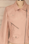 Calcali Rosa Dusty Pink Leather Motorcycle Jacket | La Petite Garçonne front close up