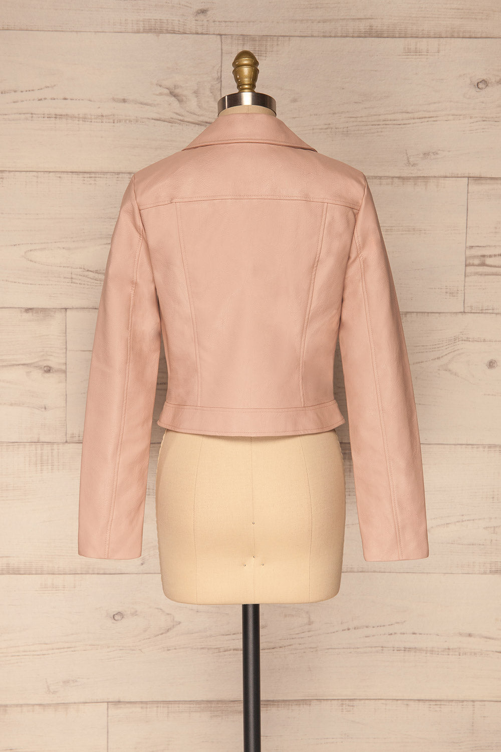 Calcali Rosa Dusty Pink Leather Motorcycle Jacket | La Petite Garçonne back view 