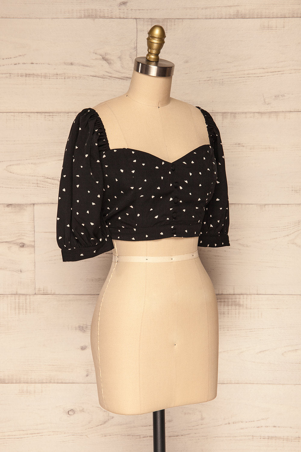 Calceta Black & White Heart Patterned Crop Top | La Petite Garçonne 3