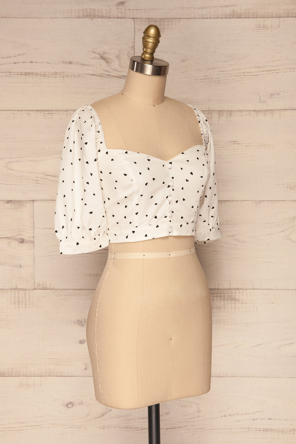 Calceta White & Black Heart Patterned Crop Top | La Petite Garçonne 3