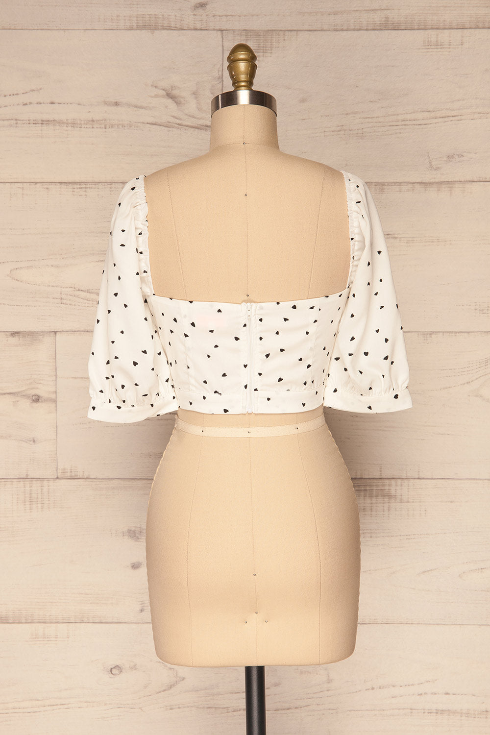 Calceta White & Black Heart Patterned Crop Top | La Petite Garçonne 5