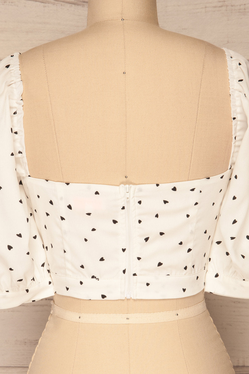 Calceta White & Black Heart Patterned Crop Top | La Petite Garçonne 6