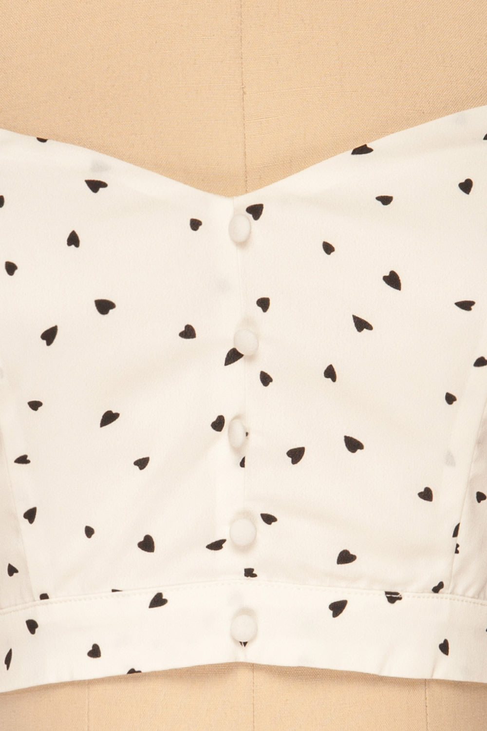 Calceta White & Black Heart Patterned Crop Top | La Petite Garçonne 8