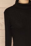 Calcitante Black Long Sleeve Turtleneck Top | La petite garçonne side close-up