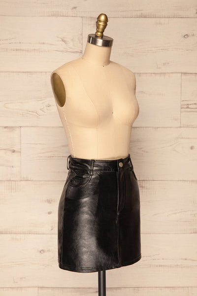Callancay Black Faux Leather Mini Skirt side view | La Petite Garçonne