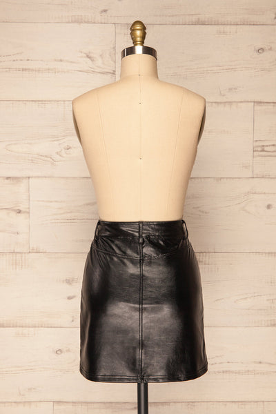 Callancay Black Faux Leather Mini Skirt back view | La Petite Garçonne