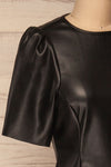 Caluguro Black Faux-Leather Top | La petite garçonne side close-up