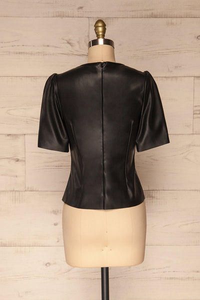 Caluguro Black Faux-Leather Top | La petite garçonne back view