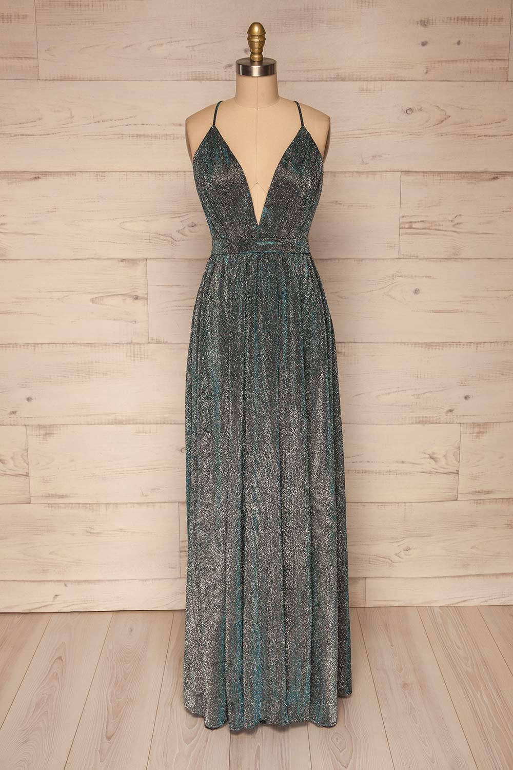 Calvario Blue Sparkly A-Line Gown | La petite garçonne