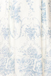 Camasene White Short Dress w/ Blue Flowers | Boutique 1861 fabric details