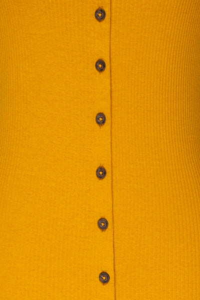 Cambana Curcuma Ochre Fitted Button-Up Dress | La Petite Garçonne