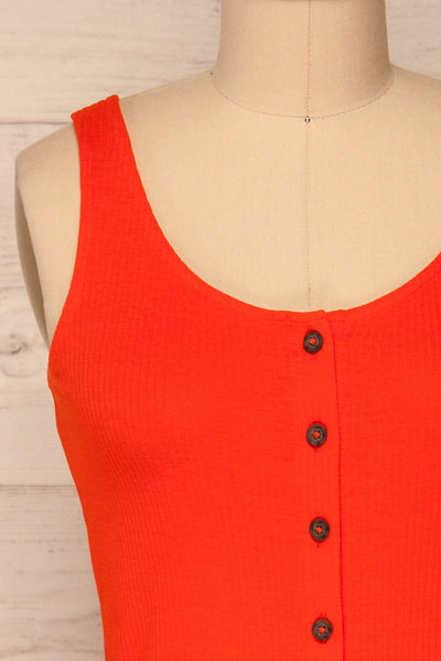 Cambana Paprika Orange Fitted Button-Up Dress | La Petite Garçonne