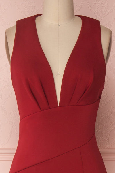 Camila Fire Dark Red Mermaid Gown | Boudoir 1861 front close-up