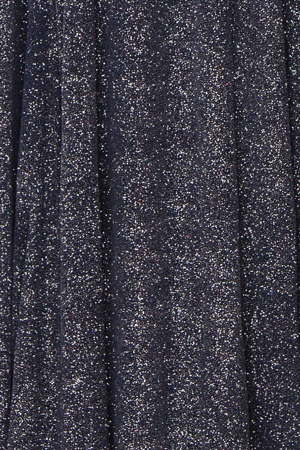 Campozano Navy Shimmery A-Line V-Neck Dress | Boutique 1861 fabric detail 