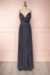 Campozano Navy Shimmery A-Line V-Neck Dress | Boutique 1861