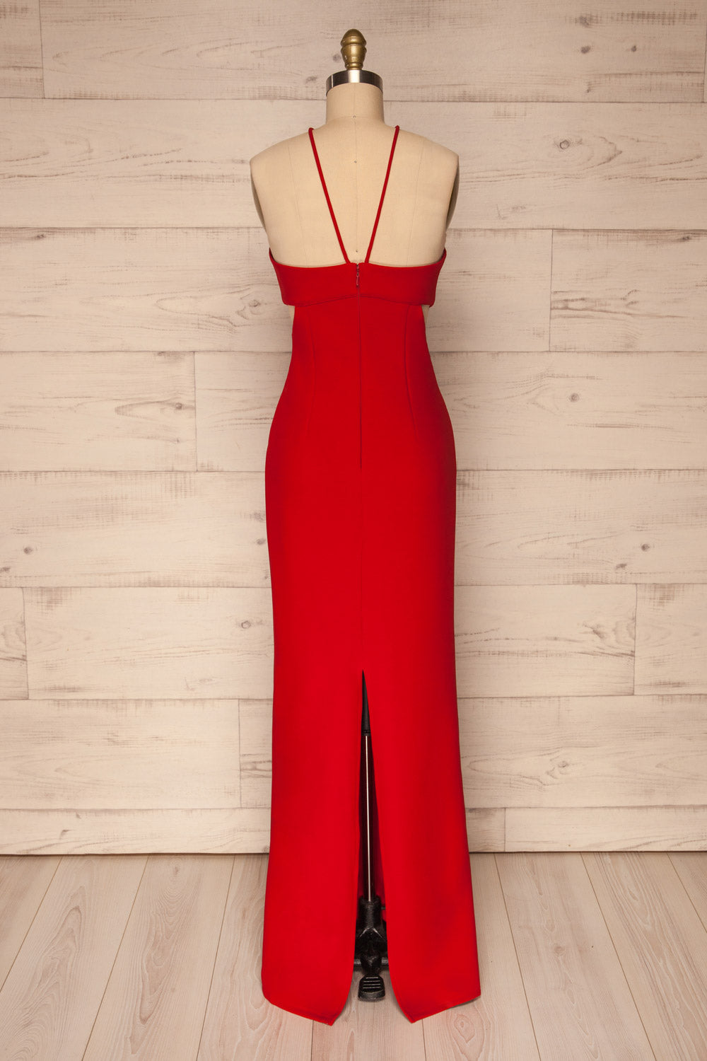 Canalaurco Red Halter Dress w/ Back Slit | La petite garçonne back view