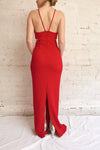 Canalaurco Red Halter Dress w/ Back Slit | La petite garçonne on model