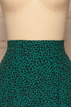 Canaveral Emerald Pants w/ Leopard Print | La petite garçonne front close-up