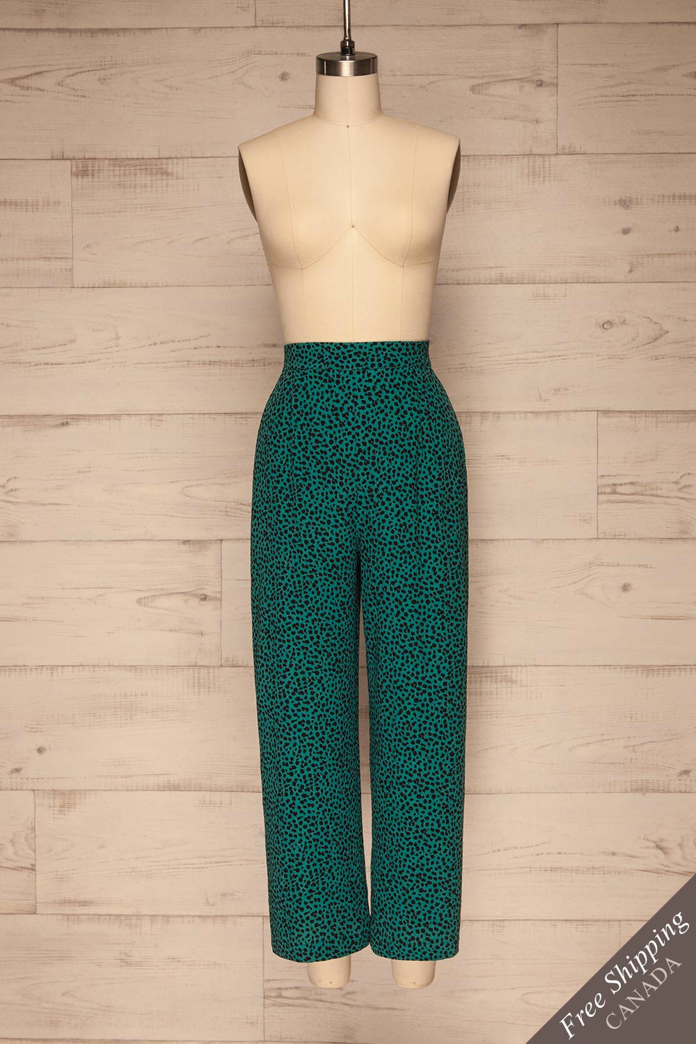 Canaveral Emerald Pants w/ Leopard Print | La petite garçonne front view