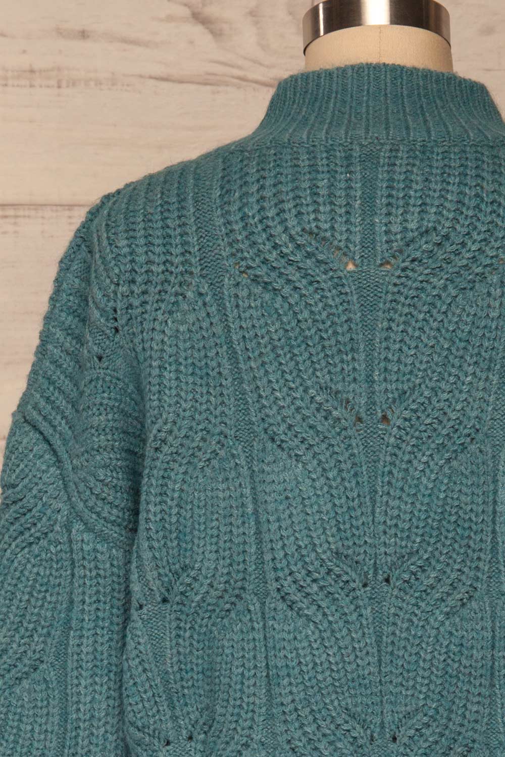Canchagua Blue Mock Neck Knit Sweater | La petite garçonne back close up