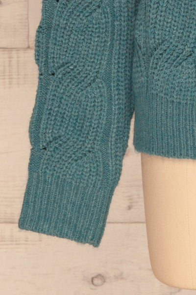 Canchagua Blue Mock Neck Knit Sweater | La petite garçonne  sleeve