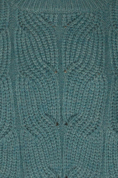 Canchagua Blue Mock Neck Knit Sweater | La petite garçonne fabric