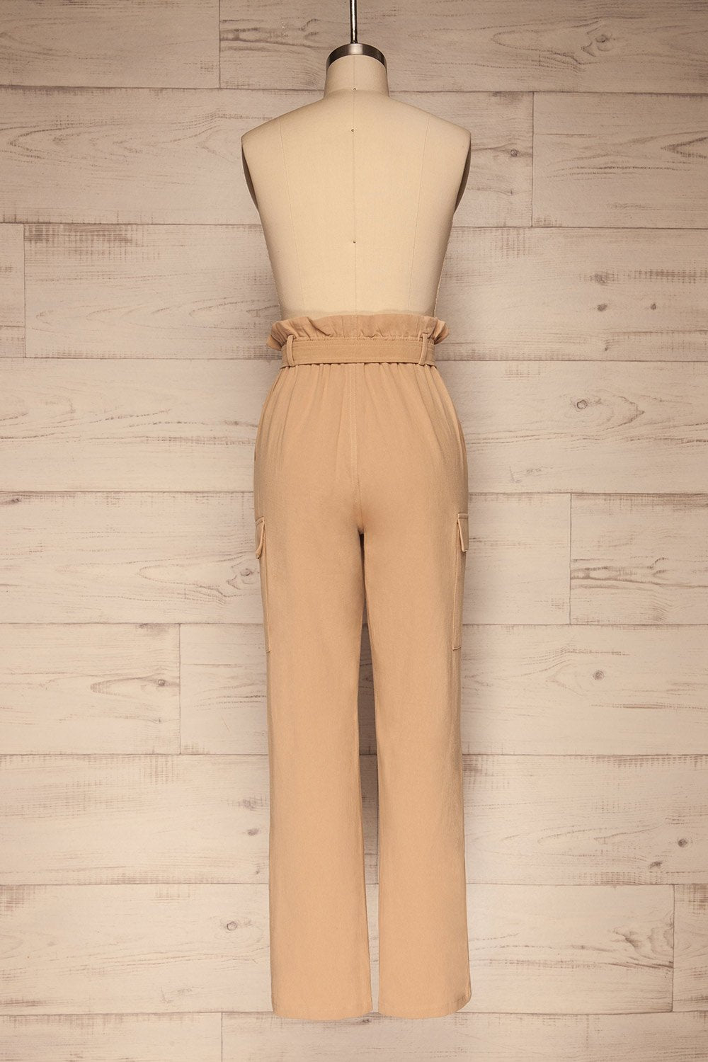 Canelos Beige Cargo Pants with Belt back view | La petite garçonne