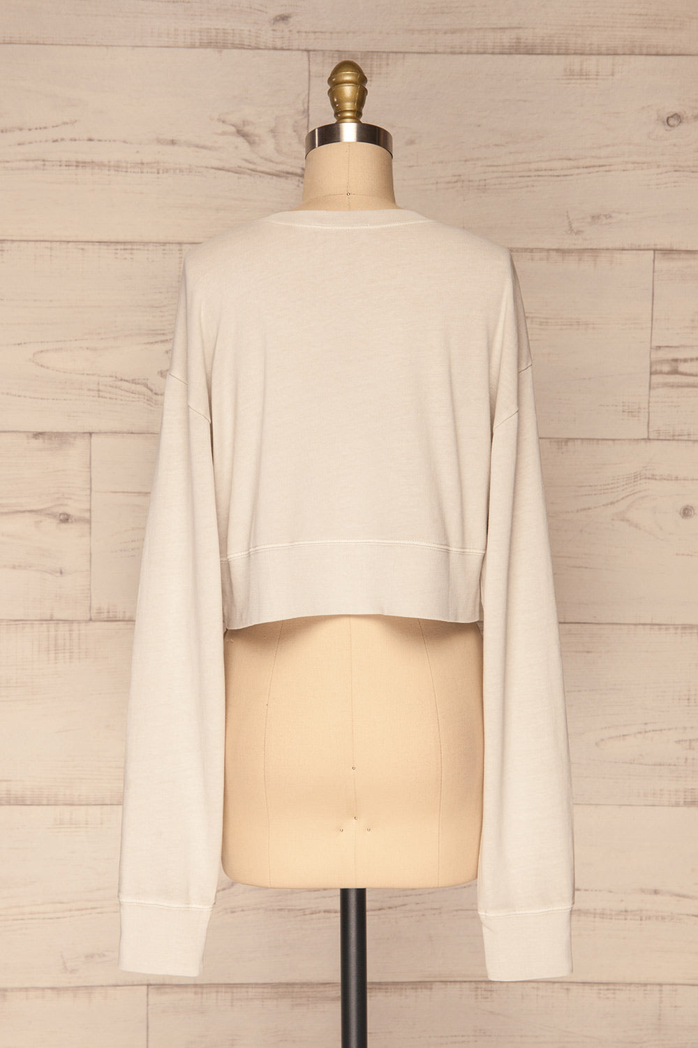 Cangil Beige Long Sleeved Crop Top  | BACK VIEW | La Petite Garçonne