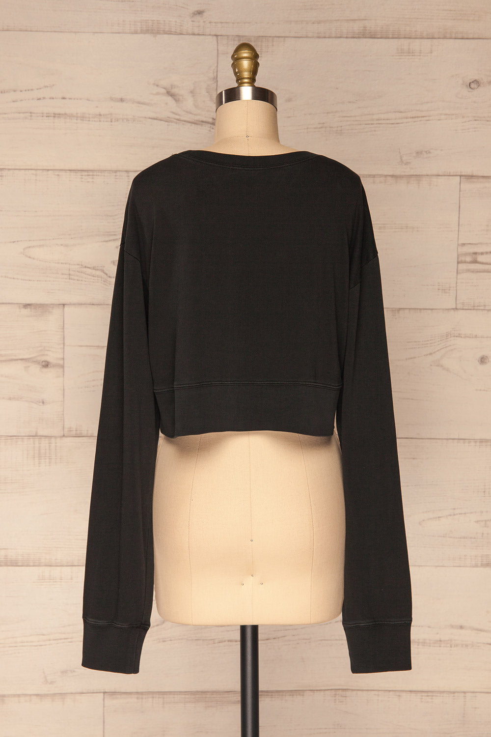 Cangil Black Long Sleeved Crop Top | BACK VIEW | La Petite Garçonne