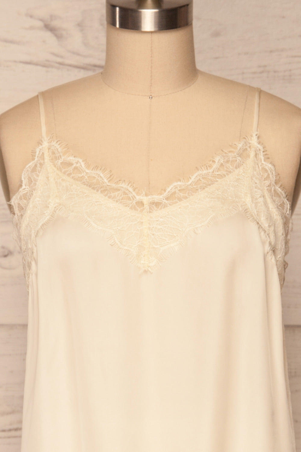 Canico Beige Silky & Lace Camisole front close up | La Petite Garçonne