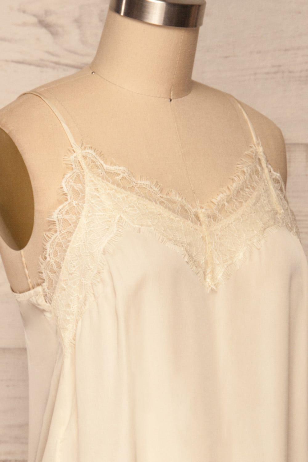 Canico Beige Silky & Lace Camisole side close up | La Petite Garçonne