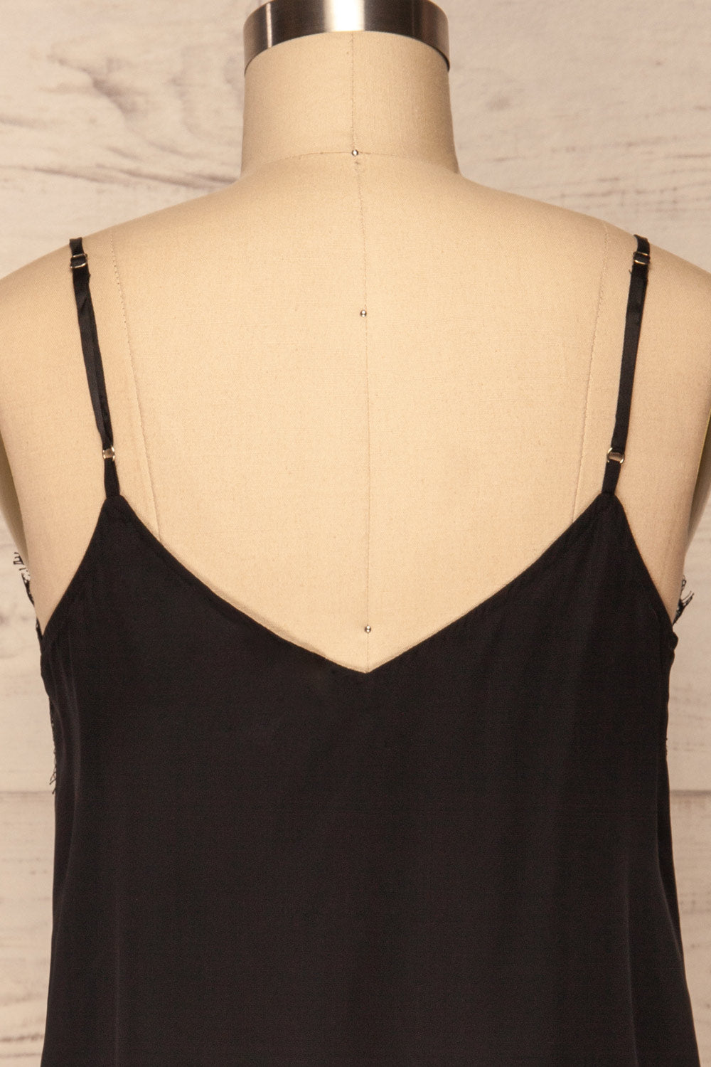 Canico Noir Black Silky & Lace Camisole back close up | La Petite Garçonne