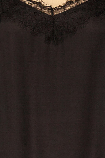 Canico Noir Black Silky & Lace Camisole detail close up | La Petite Garçonne