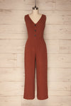 Canitas Rust Brown Linen Jumpsuit with Buttons | La Petite Garçonne 1