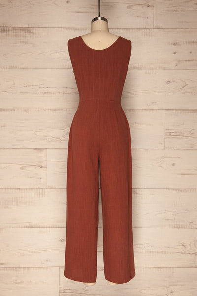 Canitas Rust Brown Linen Jumpsuit with Buttons | La Petite Garçonne 5